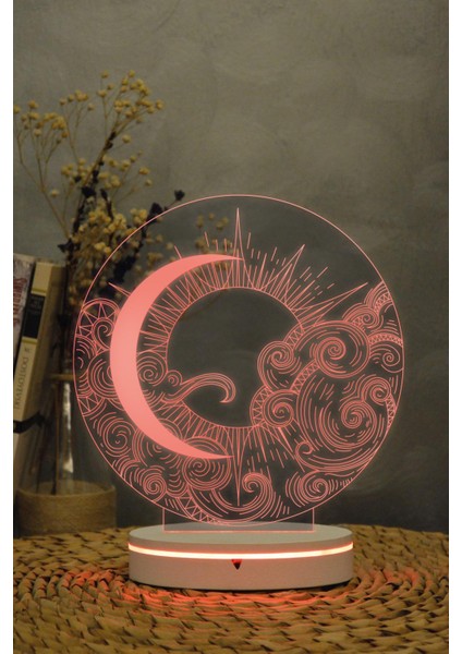 Güneş Ve Ay - 3 Boyutlu 16 Renk Dekoratif Gece Lambası 3d fiyatları