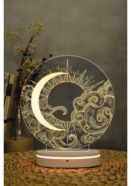 Güneş Ve Ay - 3 Boyutlu 16 Renk Dekoratif Gece Lambası 3d fırsatları