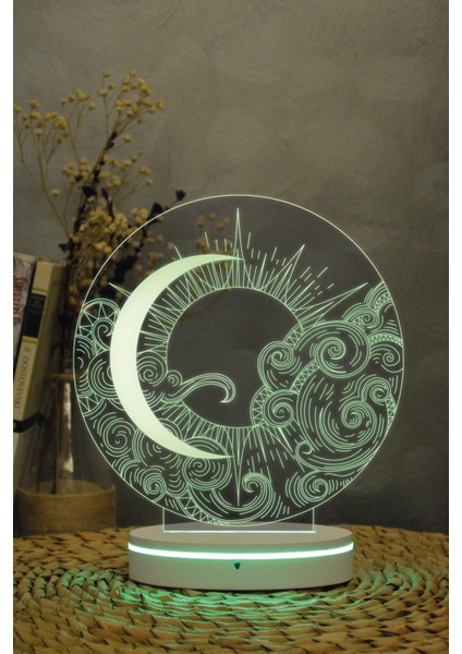 Güneş Ve Ay - 3 Boyutlu 16 Renk Dekoratif Gece Lambası 3d indirimleri