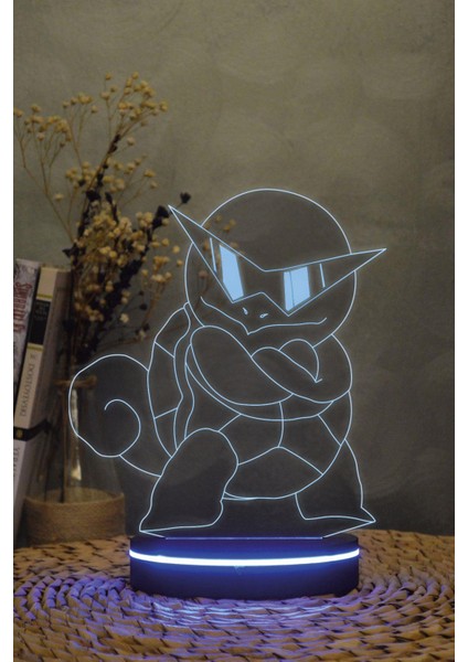 Squirtle , Pokemon - 3 Boyutlu 16 Renk Dekoratif Gece Lambası 3d