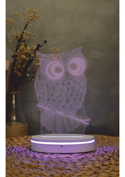 Baykuş - 3 Boyutlu Led Lamba 16 Renk Dekoratif Anime Gece Lambası 3d modelleri