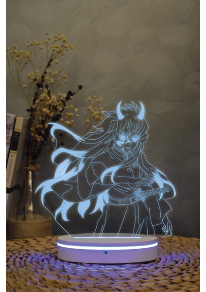 Muichiro Tokita , Demon Form - Demon Slayer - 3 Boyutlu 16 Renk Dekoratif Gece Lambası 3d