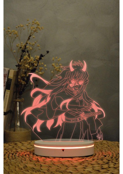 Muichiro Tokita , Demon Form - Demon Slayer - 3 Boyutlu 16 Renk Dekoratif Gece Lambası 3d