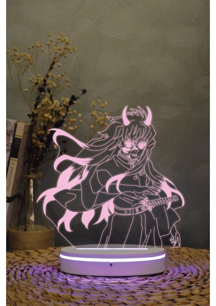 Muichiro Tokita , Demon Form - Demon Slayer - 3 Boyutlu 16 Renk Dekoratif Gece Lambası 3d