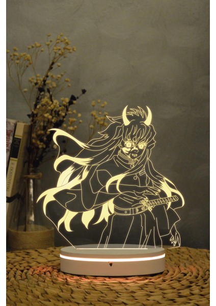 Muichiro Tokita , Demon Form - Demon Slayer - 3 Boyutlu 16 Renk Dekoratif Gece Lambası 3d