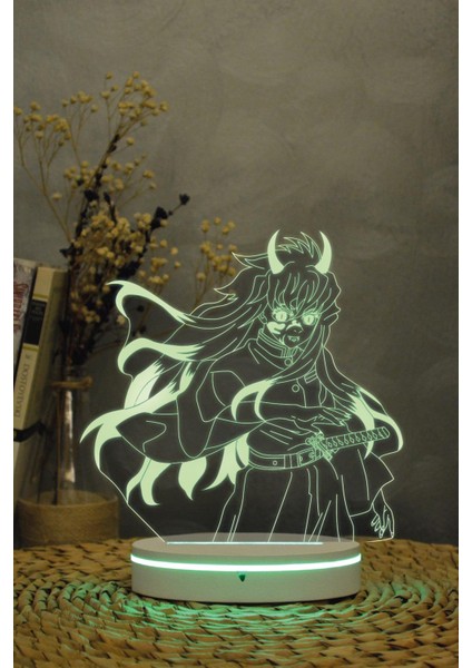 Muichiro Tokita , Demon Form - Demon Slayer - 3 Boyutlu 16 Renk Dekoratif Gece Lambası 3d