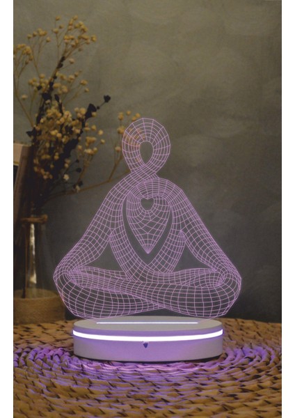 Yoga - 3 Boyutlu Led Lamba 16 Renk Dekoratif Gece Lambası 3d