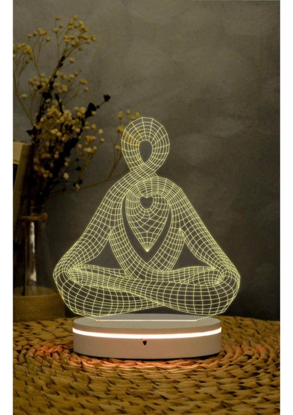 Yoga - 3 Boyutlu Led Lamba 16 Renk Dekoratif Gece Lambası 3d fırsatları