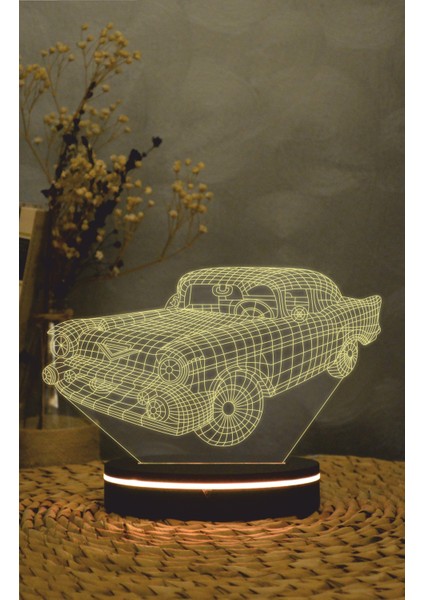 Klasik Araba - 3 Boyutlu Led Lamba 16 Renk Dekoratif Gece Lambası 3d
