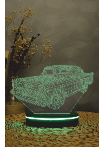 Klasik Araba - 3 Boyutlu Led Lamba 16 Renk Dekoratif Gece Lambası 3d
