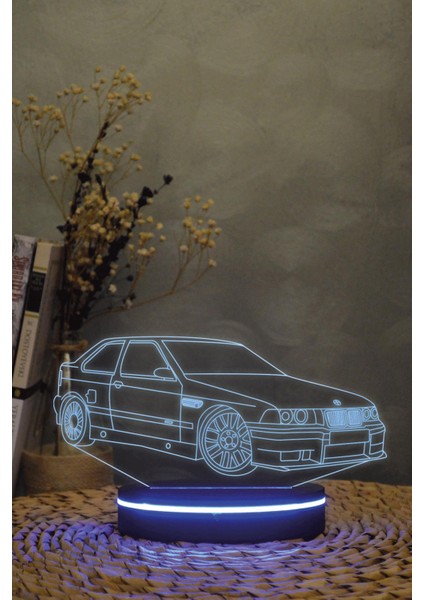 Bmw E36 - 3 Boyutlu 16 Renk Dekoratif Gece Lambası 3d modelleri
