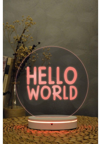 Hello World - 3 Boyutlu 16 Renk Dekoratif Gece Lambası 3d