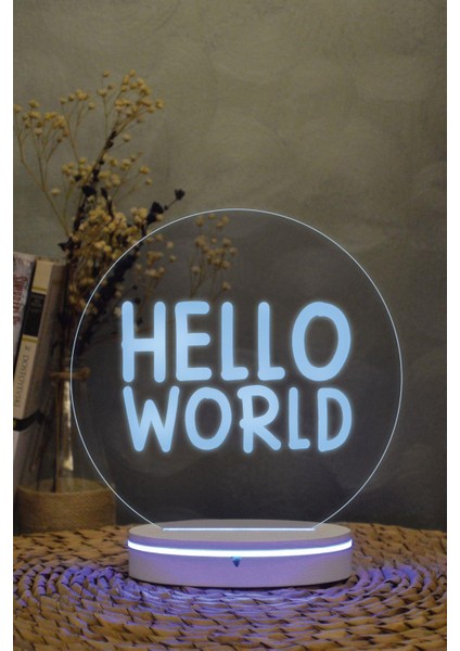 Hello World - 3 Boyutlu 16 Renk Dekoratif Gece Lambası 3d