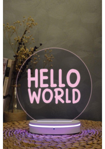 Hello World - 3 Boyutlu 16 Renk Dekoratif Gece Lambası 3d