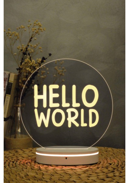 Hello World - 3 Boyutlu 16 Renk Dekoratif Gece Lambası 3d