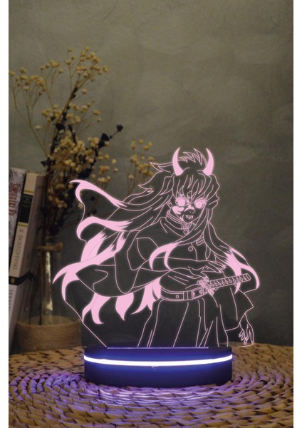 Muichiro Tokita , Demon Form - Demon Slayer - 3 Boyutlu 16 Renk Dekoratif Gece Lambası 3d modelleri