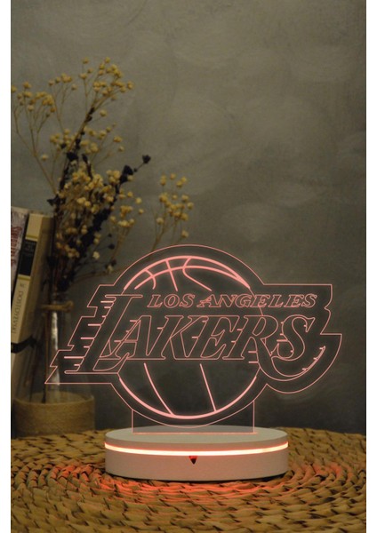 Los Angeles Lakers - 3 Boyutlu Dekoratif Gece Lambası 3d