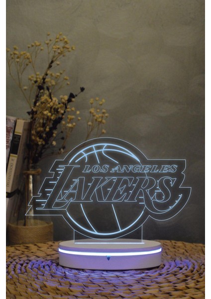Los Angeles Lakers - 3 Boyutlu Dekoratif Gece Lambası 3d