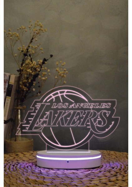 Los Angeles Lakers - 3 Boyutlu Dekoratif Gece Lambası 3d