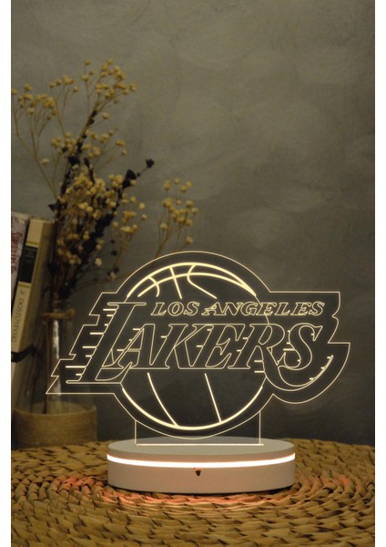 Los Angeles Lakers - 3 Boyutlu Dekoratif Gece Lambası 3d