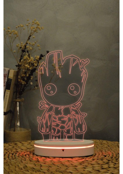 Groot , Marvel - 3 Boyutlu 16 Renk Dekoratif Gece Lambası 3d fiyatları