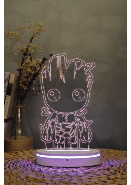 Groot , Marvel - 3 Boyutlu 16 Renk Dekoratif Gece Lambası 3d fırsatları