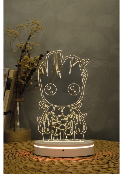 Groot , Marvel - 3 Boyutlu 16 Renk Dekoratif Gece Lambası 3d indirimleri