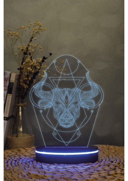 Boğa Burcu - 3 Boyutlu 16 Renk Dekoratif Gece Lambası 3d