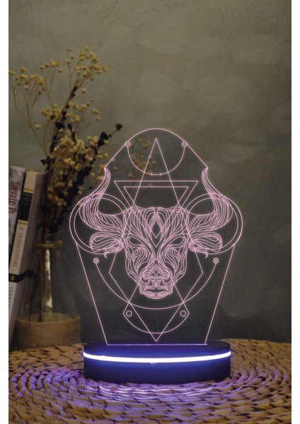 Boğa Burcu - 3 Boyutlu 16 Renk Dekoratif Gece Lambası 3d modelleri