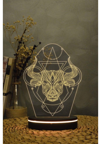 Boğa Burcu - 3 Boyutlu 16 Renk Dekoratif Gece Lambası 3d fırsatları