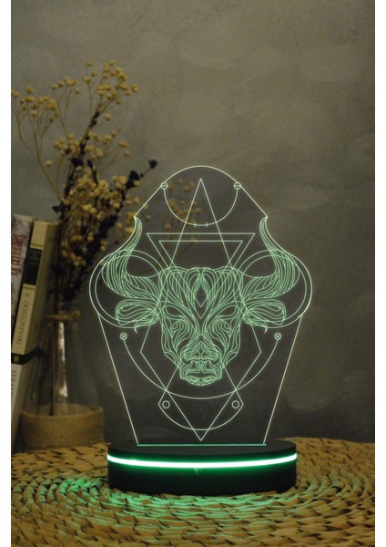 Boğa Burcu - 3 Boyutlu 16 Renk Dekoratif Gece Lambası 3d indirimleri