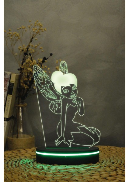 Tinker Bell , Peter Pan - 3 Boyutlu 16 Renk Dekoratif Gece Lambası 3d