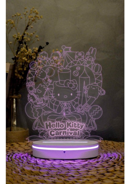 Hello Kitty Carnival - 3 Boyutlu Led Lamba 16 Renk Dekoratif Anime Gece Lambası 3d
