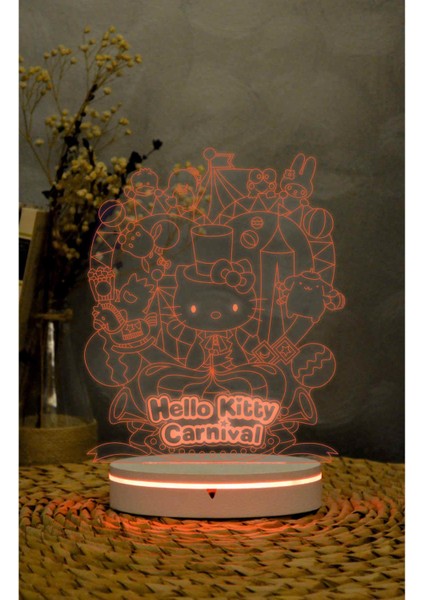 Hello Kitty Carnival - 3 Boyutlu Led Lamba 16 Renk Dekoratif Anime Gece Lambası 3d