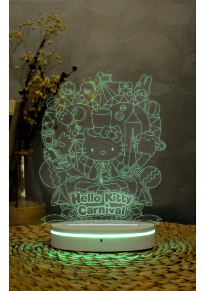 Hello Kitty Carnival - 3 Boyutlu Led Lamba 16 Renk Dekoratif Anime Gece Lambası 3d