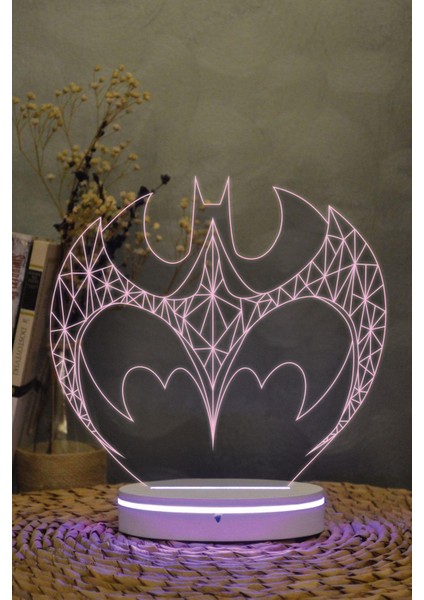 Batman Simge - 3 Boyutlu 16 Renk Dekoratif Gece Lambası 3d
