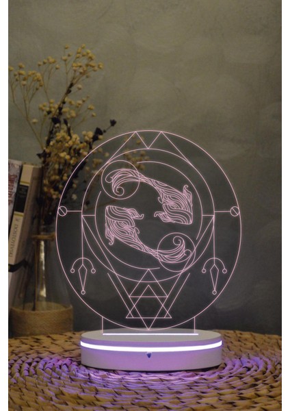 Balık Burcu - 3 Boyutlu 16 Renk Dekoratif Gece Lambası 3d modelleri