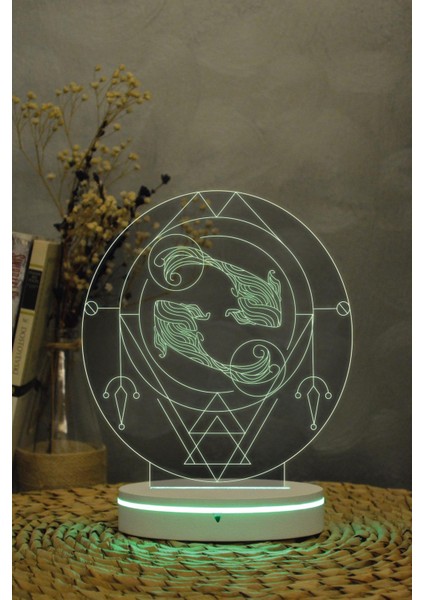 Balık Burcu - 3 Boyutlu 16 Renk Dekoratif Gece Lambası 3d indirimleri