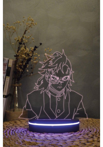 Genya Shinizugawa - Demon Slayer - 3 Boyutlu 16 Renk Dekoratif Gece Lambası 3d modelleri