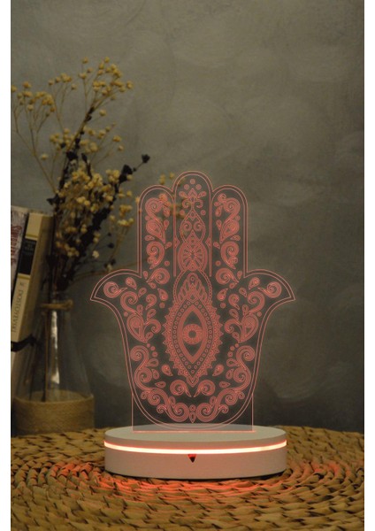 Fatma Ananın Eli - 3 Boyutlu 16 Renk Dekoratif Gece Lambası 3d