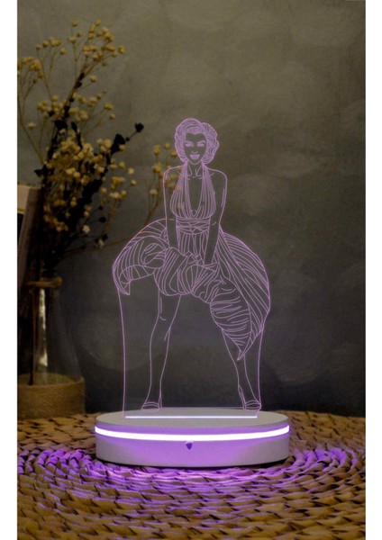 Marilyn Monroe - 3 Boyutlu Led Lamba 16 Renk Dekoratif Gece Lambası 3d
