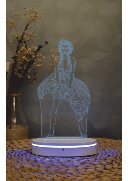 Marilyn Monroe - 3 Boyutlu Led Lamba 16 Renk Dekoratif Gece Lambası 3d