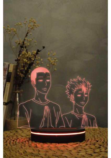 Yu Nishinoya Ve Ryunosuke Tanaka , Haikyuu - 3 Boyutlu 16 Renk Dekoratif Gece Lambası 3d
