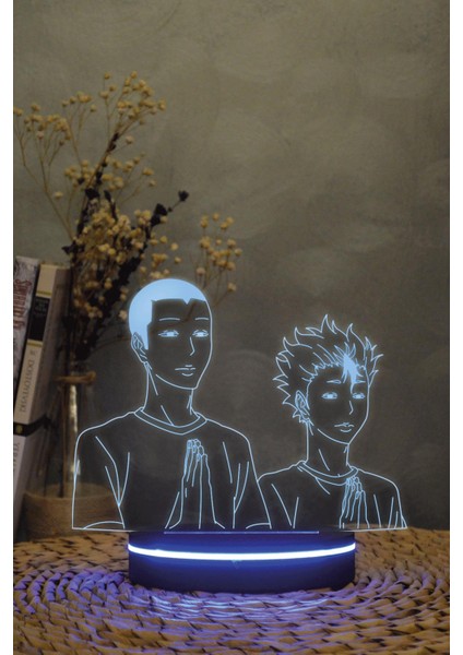 Yu Nishinoya Ve Ryunosuke Tanaka , Haikyuu - 3 Boyutlu 16 Renk Dekoratif Gece Lambası 3d