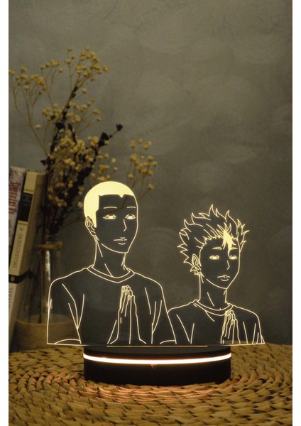 Yu Nishinoya Ve Ryunosuke Tanaka , Haikyuu - 3 Boyutlu 16 Renk Dekoratif Gece Lambası 3d