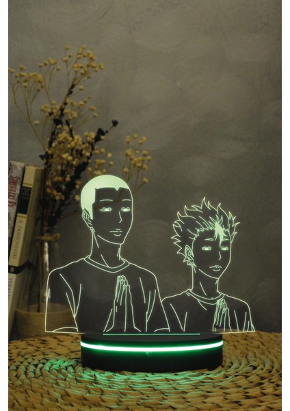 Yu Nishinoya Ve Ryunosuke Tanaka , Haikyuu - 3 Boyutlu 16 Renk Dekoratif Gece Lambası 3d