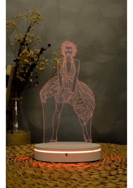 Marilyn Monroe - 3 Boyutlu Led Lamba 16 Renk Dekoratif Gece Lambası 3d