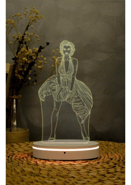 Marilyn Monroe - 3 Boyutlu Led Lamba 16 Renk Dekoratif Gece Lambası 3d