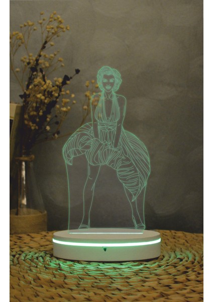 Marilyn Monroe - 3 Boyutlu Led Lamba 16 Renk Dekoratif Gece Lambası 3d