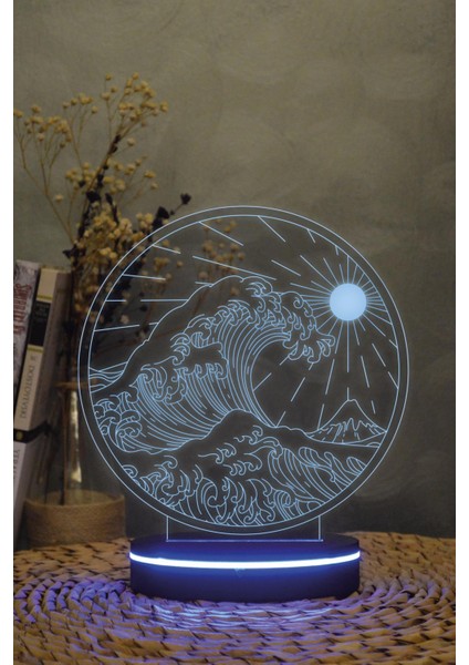 Dalga Ve Güneş - 3 Boyutlu Dekoratif Gece Lambası 3d fiyatları